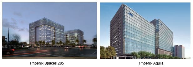 External view of Phoenix Spaces 285 and Phoenix Aquila